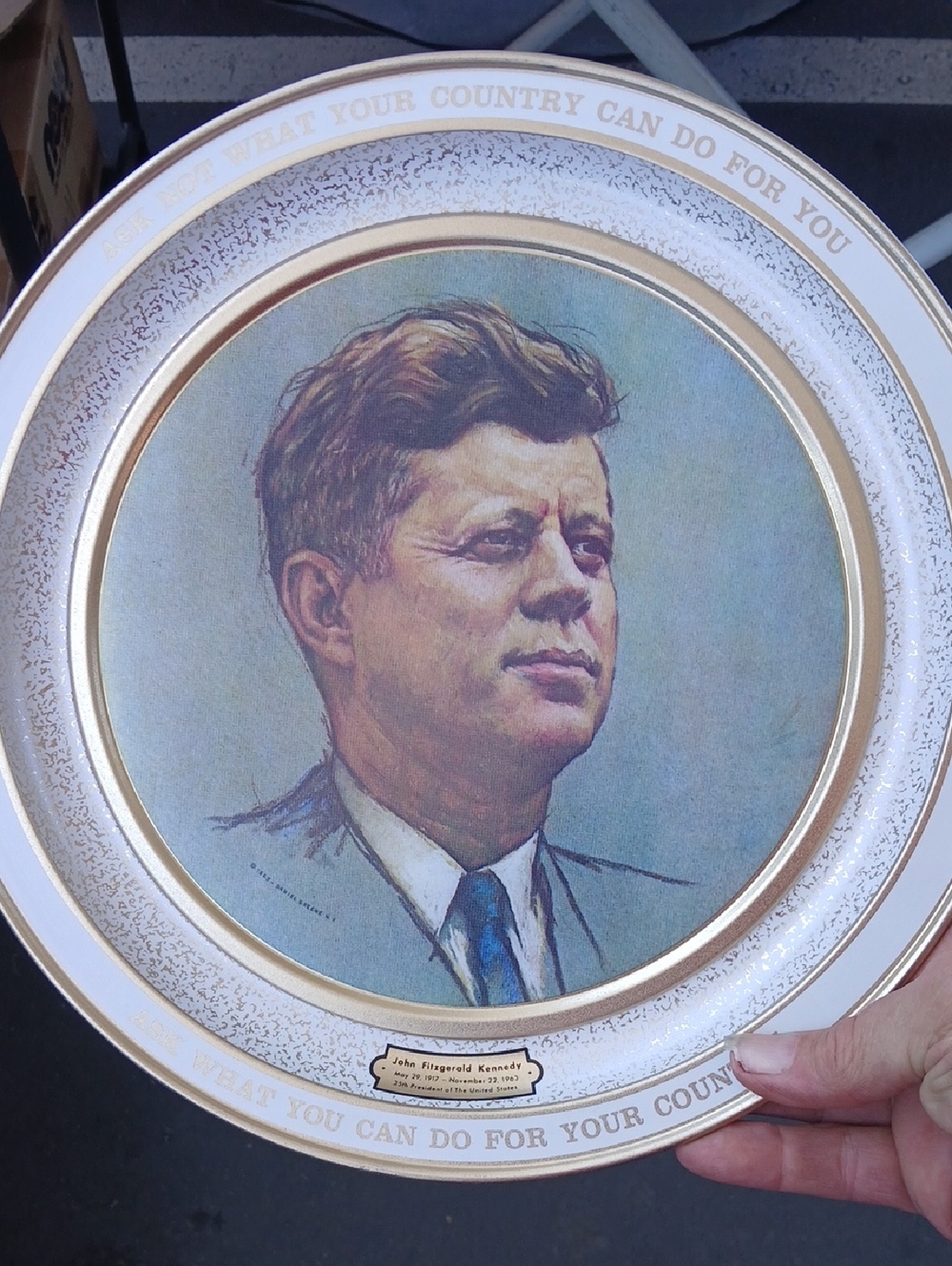 John F. Kennedy Commemorative Decorative Plate Tin